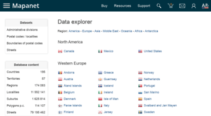 mapanet.eu - base de datos de cdigos postales y zip del mundo