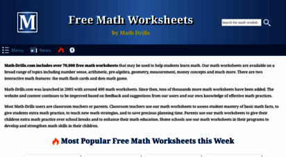 math-drills.com - free math worksheets