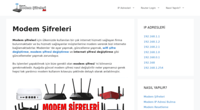 modemsifreleri.com - 192.168.1.1 modem şifreleri  türk telekom,ttnet,superonline