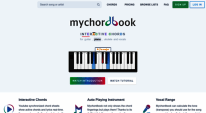 mychordbook.com - mychordbook  interactive chord library for guitar piano and ukulele
