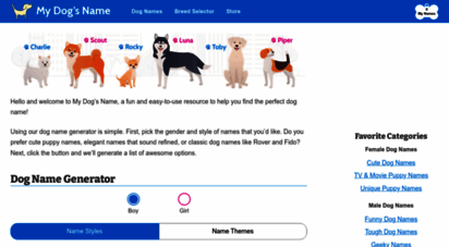mydogsname.com - dog names search - find the perfect name for your dog