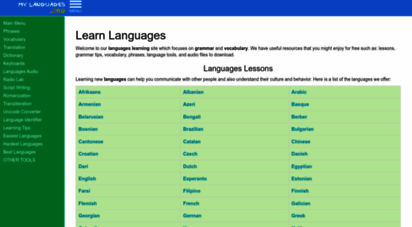 mylanguages.org - learn languages - grammar and vocabulary