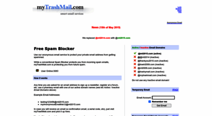 mytrashmail.com - free spam blocker which uses anonymous email.