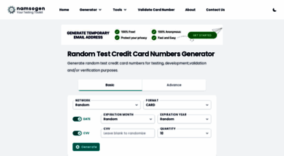 namso-gen.com - random test credit card numbers generator - namsogen