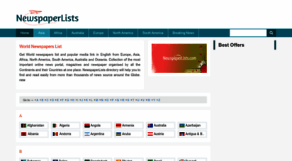 newspaperlists.com - world newspapers list - latest news sites online