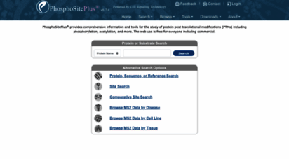 phosphosite.org - phosphositeplus: a resource for protein phosphorylation and other post-translational modifications