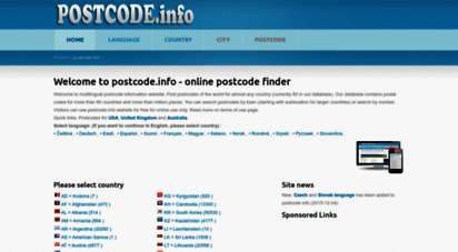 postcode.info - postcodes of the world - online postcode finder