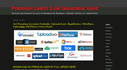 premiumleechgold.blogspot.com - premium leech link generator gold