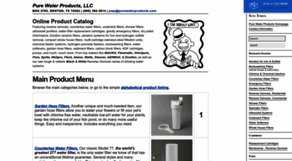 purewaterproducts.com - water filtration products catalog - pure water products, llc