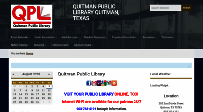 quitmanlibrary.org - welcome to the quitman public library! — quitman public library