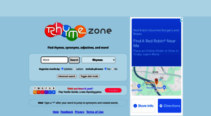 rhymezone.com - rhymezone rhyming dictionary and thesaurus
