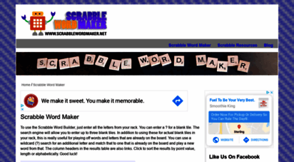 scrabblewordmaker.net - scrabble word maker  scrabble word builder  scrabble cheat  dictionary