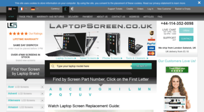 screens.uk - laptop screens from £19 in uk, free delivery, lifetime warranty, lcd replacement screen