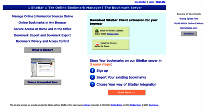 sitebar.org - :: sitebar :: the bookmark manager  the bookmark server
