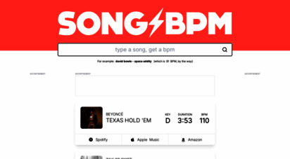 songbpm.com - find the bpm for any song  type a song, get a bpm  every tempo for every song  songbpm