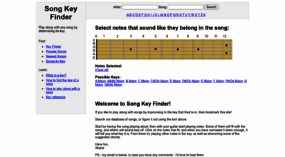 songkeyfinder.com - song keys @ song key finder