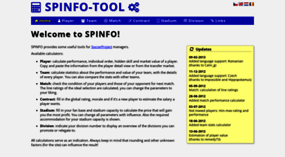 spinfo-tool.com - spinfo - soccerproject tools, calculators and info!