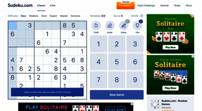sudoku.com - play free sudoku online - solve daily web sudoku puzzles