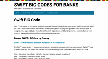 swiftbiccode.com - swift bic codes for banks