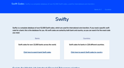 swifty.codes - swift code search tool for 22,000 international banks - swifty.codes