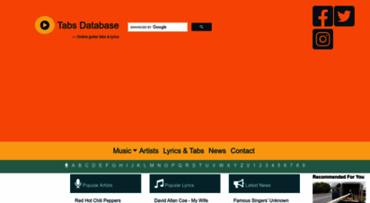 tabs-database.com - guitar tabs, chords and lyrics