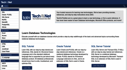 techonthenet.com - techonthenet - online tutorials for excel, sql, oracle, plsql and more!