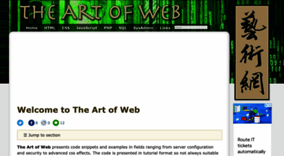 the-art-of-web.com - web developers resource for html, css, javascript, php, sql and linux  the art of web