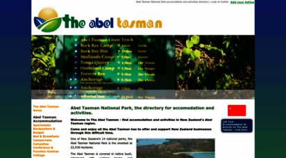 theabeltasman.co.nz - abel tasman national park accomodation & activities directory for motueka, nelson, golden bay region, new zealand