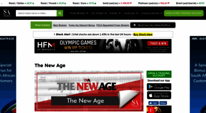 thenewage.co.za - the new age - sa shares newspaper  south africa 