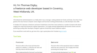 thomasdigby.co.uk - thomas digby  freelance web developer  coventry, west midlands, uk