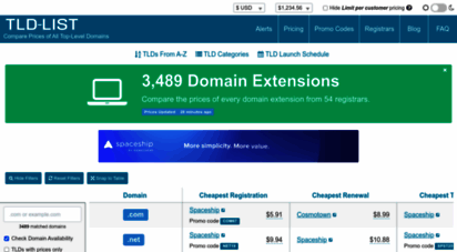 tld-list.com - compare prices of all top-level domains  tld list
