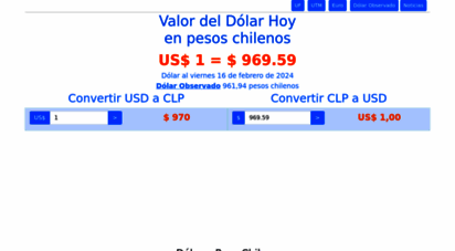 valordeldolar.cl - valor del d&oacutelar. conversi&oacuten a pesos chilenos