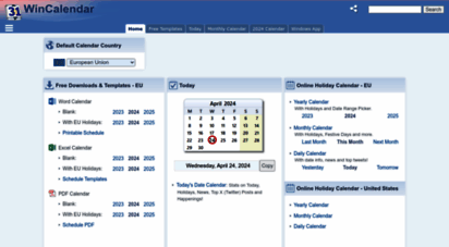 wincalendar.com - wincalendar: calendars, holidays, days & today